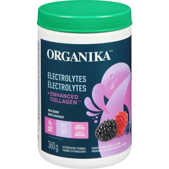 Organika Electrolytes + Enhanced Collagen Effervescent Powder Wild Berry 360 g, $13.33/100g