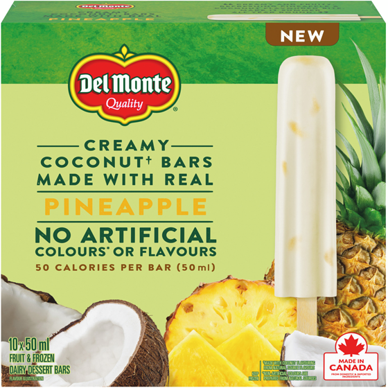 Del Monte Coconut Pineapple Frozen Dairy Dessert Bars 500 ml, $2.00/100ml