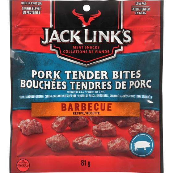 Jack Link’s Bouchées tendres de porc barbecue recette 81 g, 8,38 $/100g