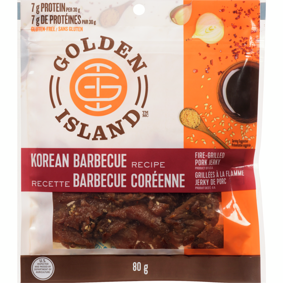 Golden Island Grillées à la flamme jerky de porc recette barbecue coréenne 80 g, 9,99 $/100g