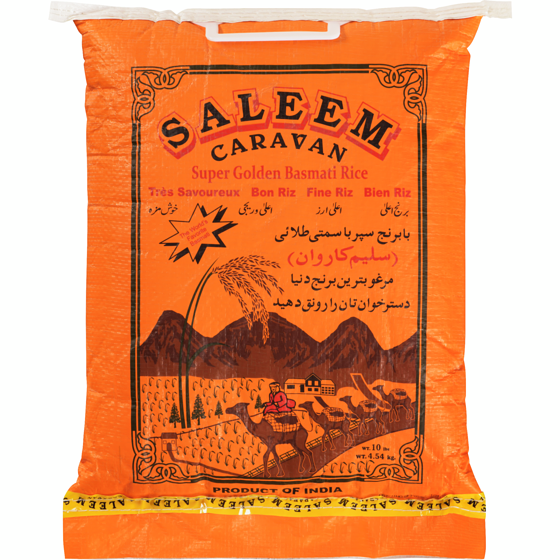 Saleem Caravan Riz basmati Super Golden, 10 lb 4.536 kg, 0,35 $/100g
