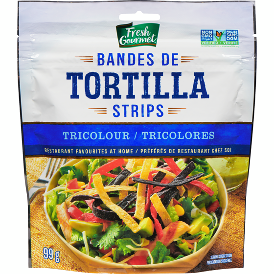 Fresh Gourmet Bandes de tortilla tricolores 99 g, 4,84 $/100g