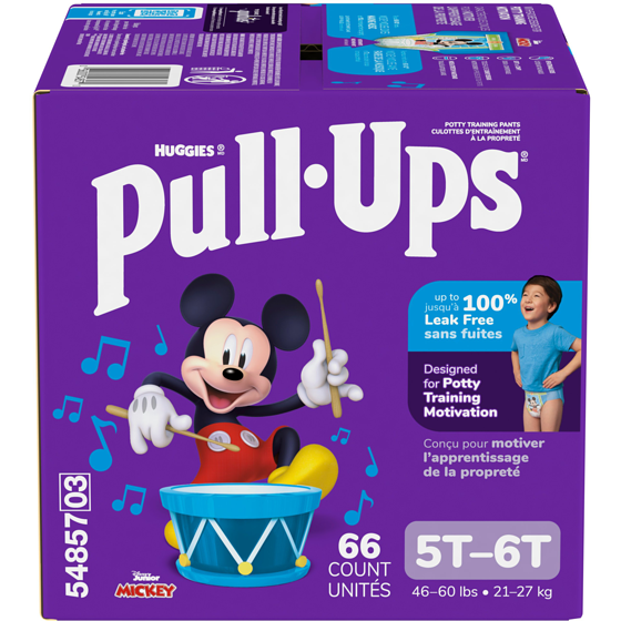 Huggies Sous-vêtements d’entraînement pour garçons, 5T-6T (22,5 kg+ [50 livres+]), 66 sous-vêtements 66 ea, 0,67 $/1ch