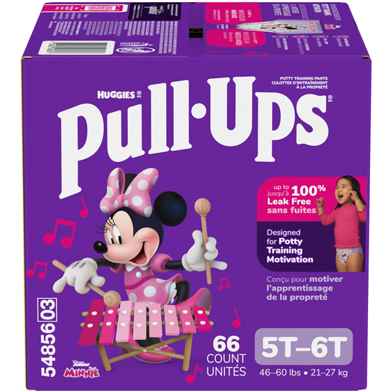 Huggies Sous-vêtements d’entraînement pour filles, 5T-6T (22,5 kg+ [50 livres+]), 66 sous-vêtements 66 ea, 0,67 $/1ch
