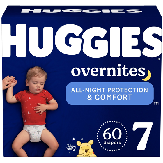 Huggies Overnites Nighttime Baby Diapers, Size 7 (41+ lbs), 60-Count 60 ea, $0.58/1ea