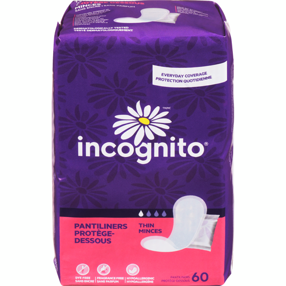 Incognito Pantiliners Thin 60 ea, $0.10/1ea