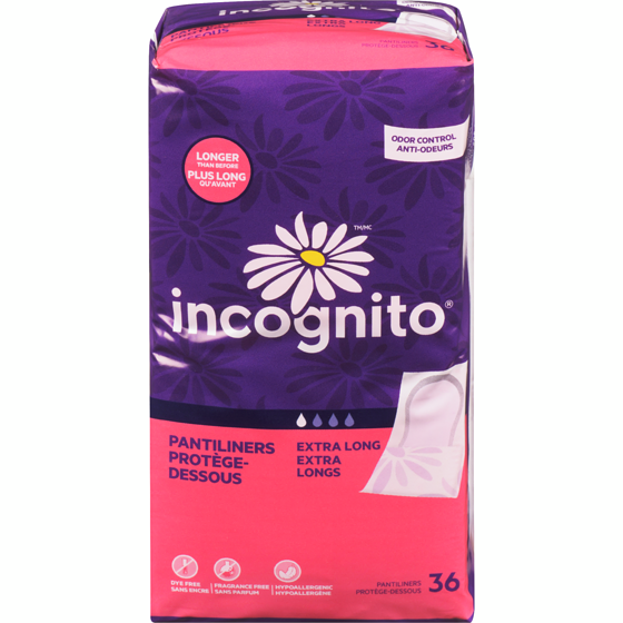Incognito Pantiliners Extra Long 36 ea, $0.16/1ea