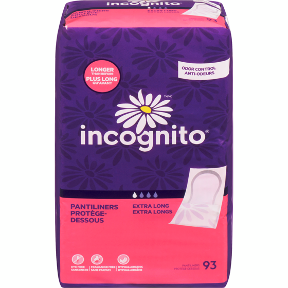 Incognito Pantiliners Extra Long 93 ea, $0.11/1ea