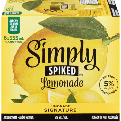 Simply Boisson de malt alcoolisée limonade signature (Pièce d’identité requise au moment du ramassage) 355 ml, 0,77 $/100ml