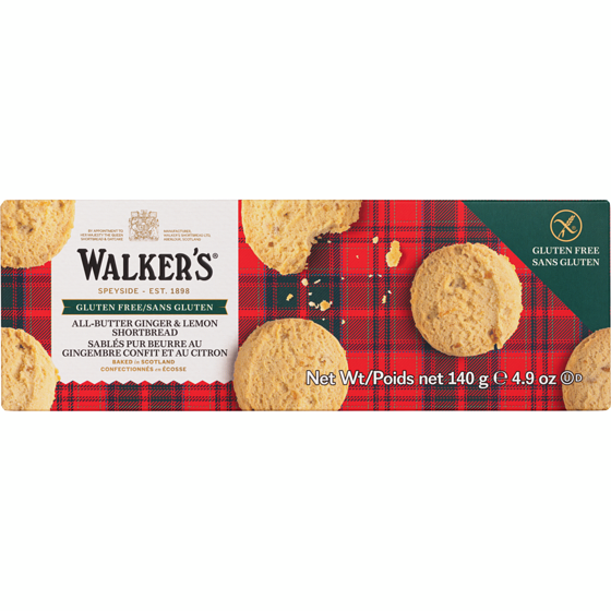 Walkers Gluten Free Ginger & Lemon Shortbread 140 g, $3.92/100g