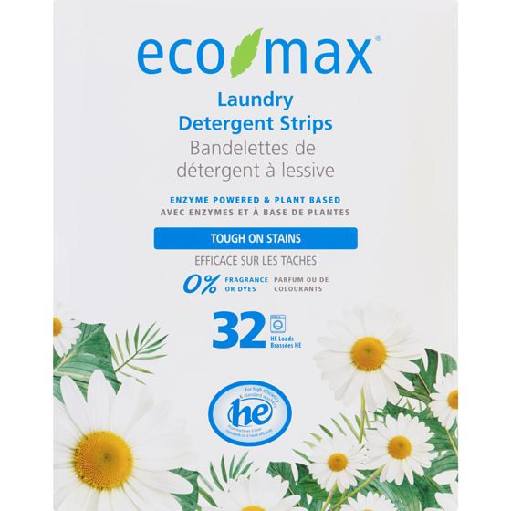 Eco-Max Bandelettes de détergent à lessive 32 ea, 0,34 $/1ch