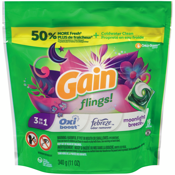 Gain Laundry Detergent Pods With Aroma Boosters, Moonlight Breeze Scented, 16 Pack 16 ea, $0.53/1ea