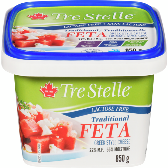 Tre Stelle Greek Style Cheese Traditional Feta 22% M.F. 850 g, $2.70/100g