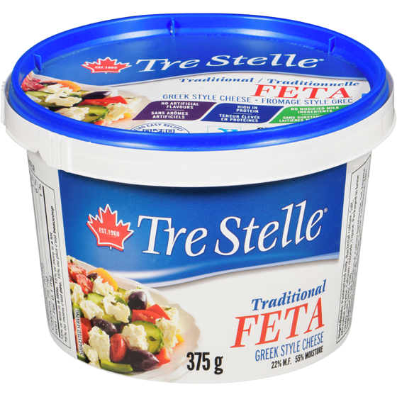Tre Stelle Greek Style Cheese Traditional Feta 22% M.F. 375 g, $3.20/100g