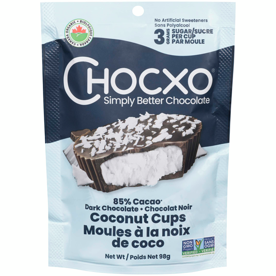 ChocXO Dark Chocolate Coconut Cups 98 g, $7.64/100g