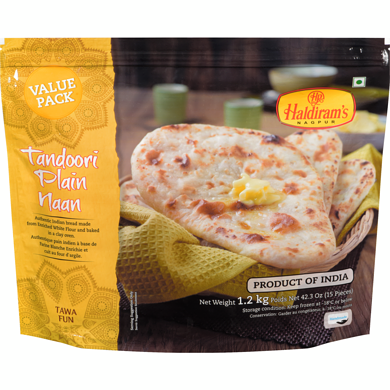 Haldiram’s Tandoori plain naan 1200 g, 1,17 $/100g