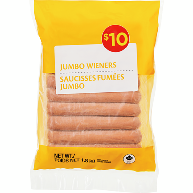 null Saucisses fumées jumbo 1.8 kg, 0,56 $/100g