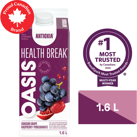 Oasis Health Break Concord Grape Raspberry Pomegranate Juice 1.6 l, $0.41/100ml