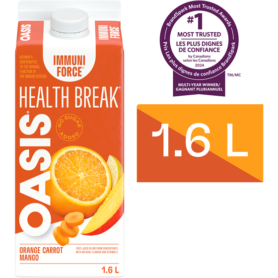 Oasis Health Break Orange Carrot Mango Juice 1.6 l, $0.41/100ml