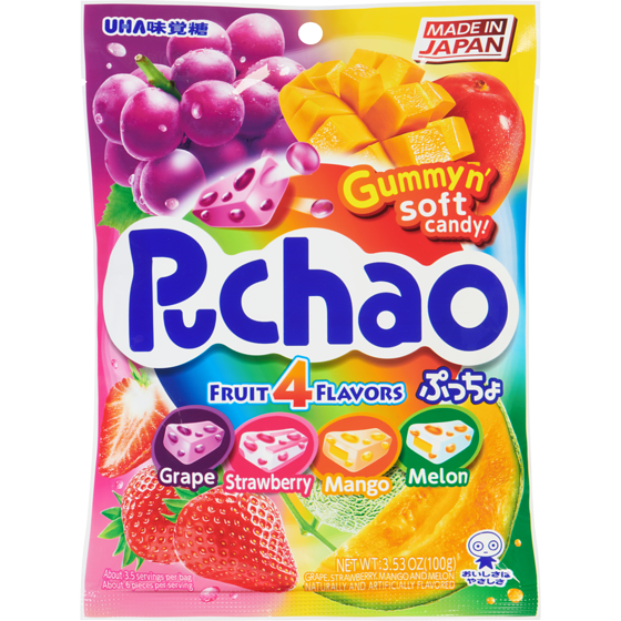 Puchao Puchao Candy Fruit 4 Flavors 100 g, $3.79/100g