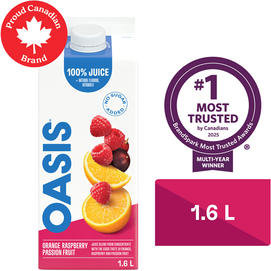Oasis Orange Raspberry Passion Fruit Juice 1.6 l, $0.30/100ml