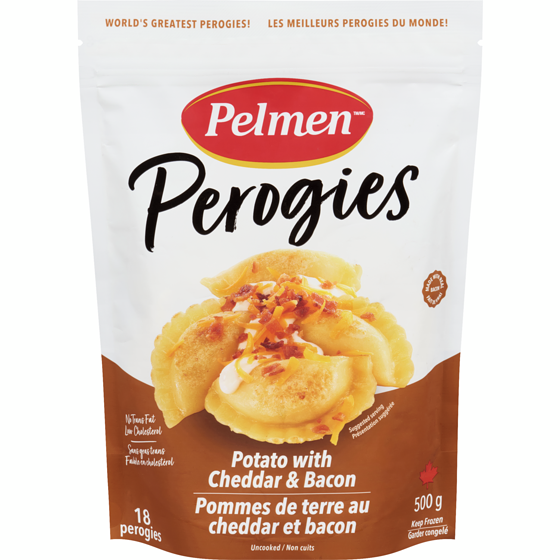 Pelmen Potato Cheddar & Bacon Perogies 500 g, $1.00/100g