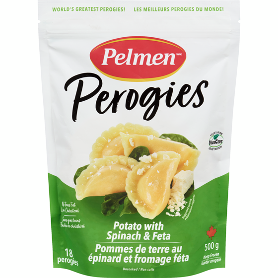 Pelmen Potato Spinach And Feta Perogies 500 g, $1.00/100g