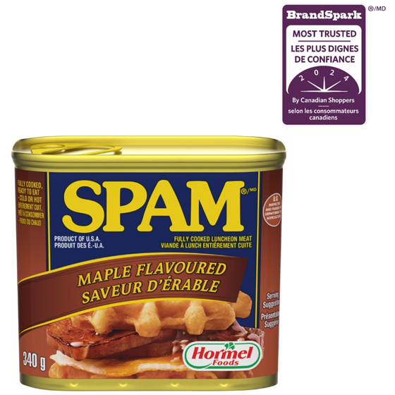 Spam Fully Cooked Luncheon Meat Maple Flavoured 340 g, $1.62/100g