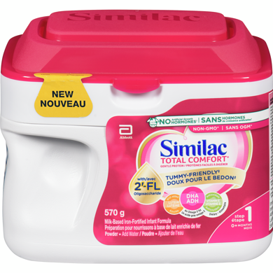 Similac Total comfort, préparation pour nourrissons en poudre, 0+ mois, emballage rose 570 g, 8,07 $/100g 3,66 $/1lb