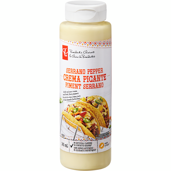 le Choix du Président Sauce crema picante au piment serrano 245 ml, 1,43 $/100ml