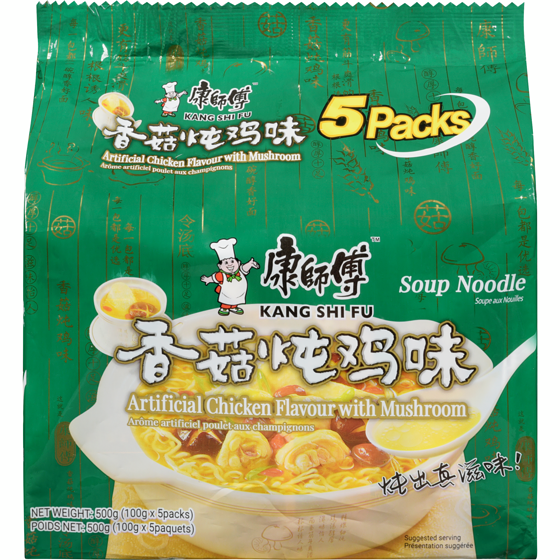 Kang Shi Fu Soup Noodle Artificial Chicken Flavour With Mushroom 500 g, $1.20/100g