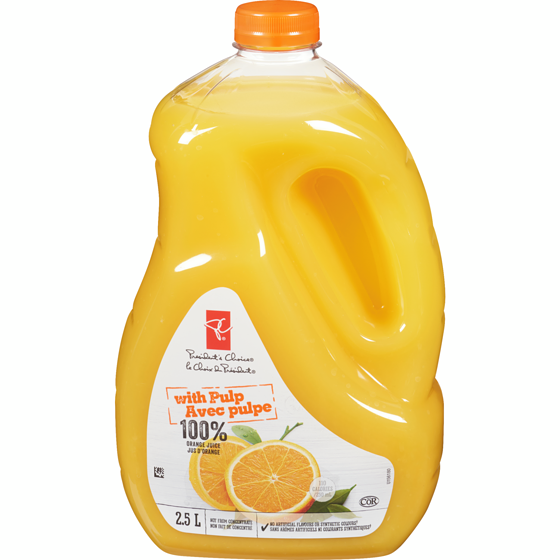 le Choix du Président Jus d’orange avec pulpe 2.5 l, 0,28 $/100ml
