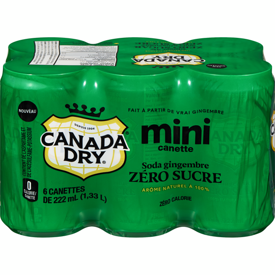 Canada Dry Soda gingembre zéro sucre 6x222.0 ml, 0,37 $/100ml