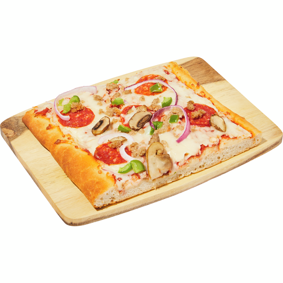 null Tranche de pizza toute garnie   (Disponible après 11h) 252 g, 1,98 $/100g