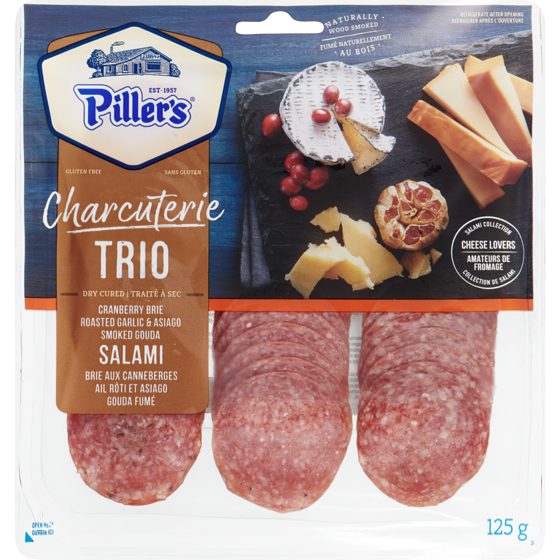 Pillers Charcuterie Trio Salami, Dry Cured, Cheese Lovers 125 g, $7.19/100g