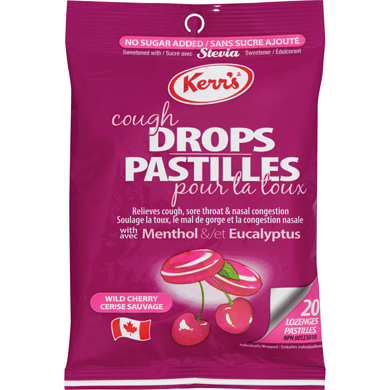 Kerr’s Pastilles pour la toux cerise sauvage avec menthol et eucalyptus 20 ea, 0,19 $/1ch