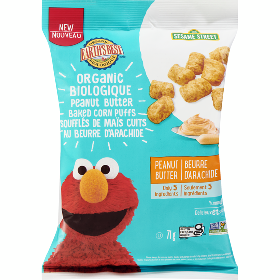 Earth’s Best Soufflés de maïs cuits au beurre d'arachide biologique 71 g, 6,32 $/100g