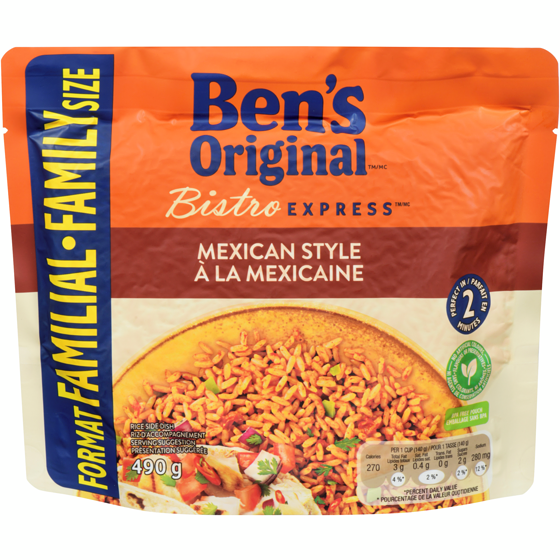 Bens Original BISTRO EXPRESS Mexican Style Rice Family Size 0.49 kg, $1.12/100g