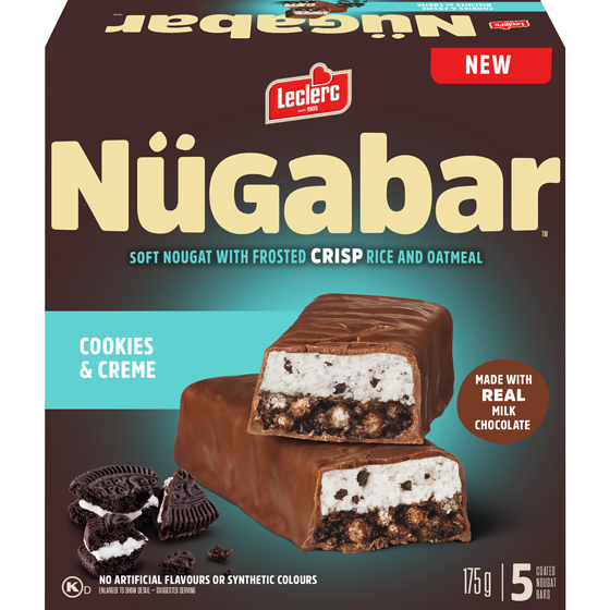 Leclerc Nügabar Coated Nougat Bars Cookies & Creme 175 g, $1.71/100g