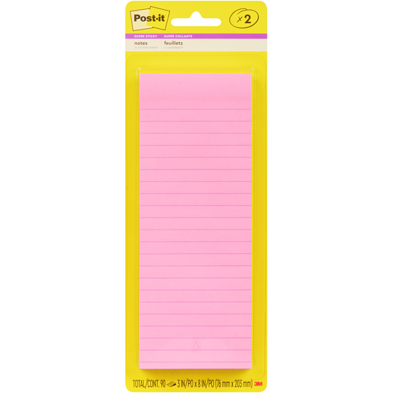 Post-it Feuillets Super Collants, 3 po x 8 po 1 ea, 6,50 $/1ch