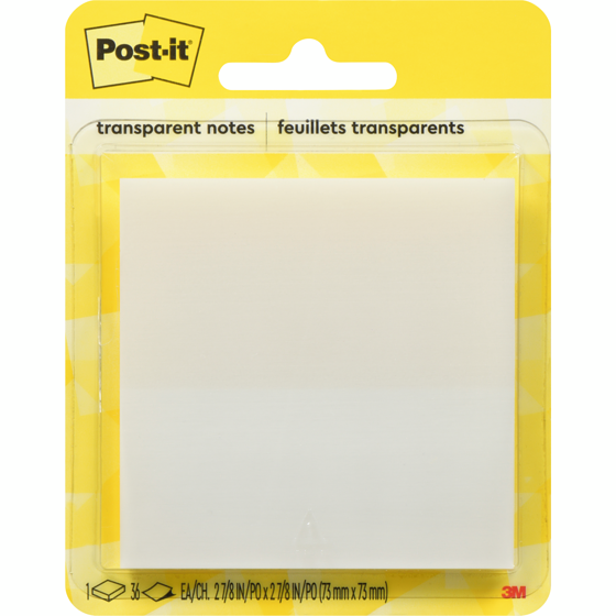 Post-it Feuillets transparents 73 mm x 73 mm 1 ea, 5,00 $/1ch