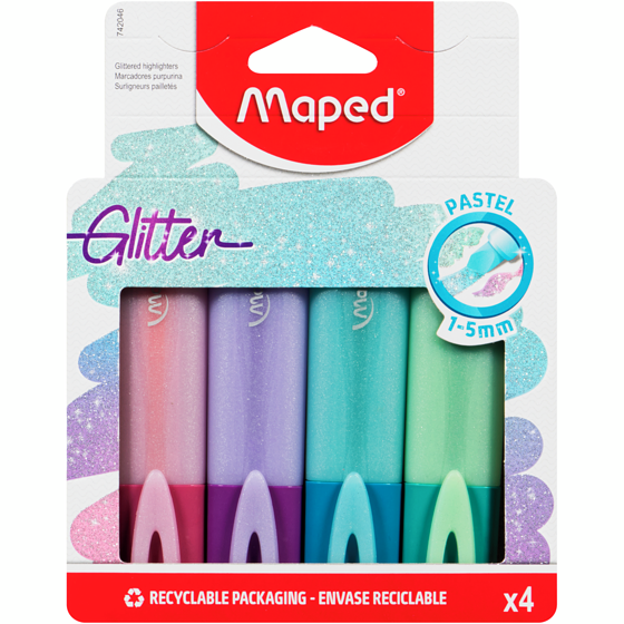 Maped Glitter Pastel Highlighters 4-Pack 1 ea, $6.00/1ea