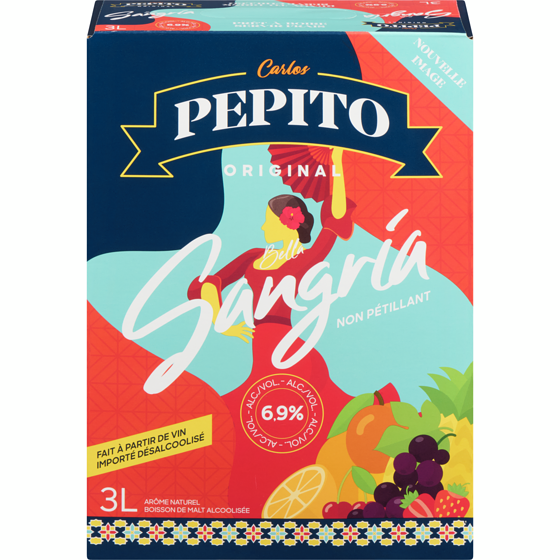 Pepito Boisson de malt alcoolisée Bella sangria original non pétillant édition limitée (Pièce d’identité requise au moment du ramassage) 3000 ml, 0,45 $/100ml
