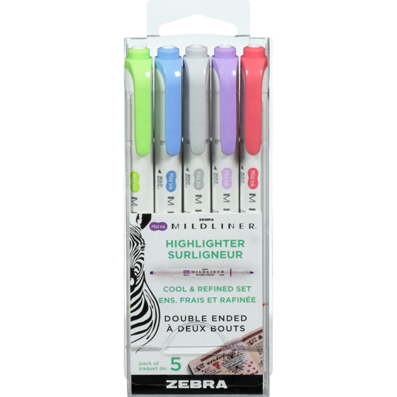 Zebra Mildliner Highlighter 5-Pack, Cool & Refined  1 ea, $10.50/1ea