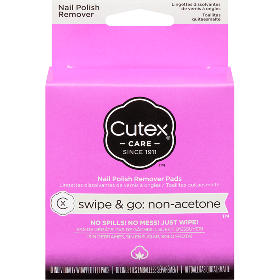 CUTEX Lingettes dissolvantes de vernis à ongles swipe & go: non-acetone 1 ea, 5,29 $/1ch