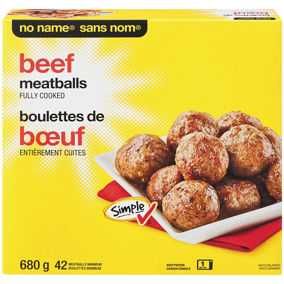 No Name Beef Meatballs 680 g, $1.76/100g