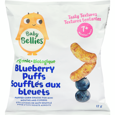 Baby Bellies Soufflés aux bleuets biologique 7+ mois 12 g, 16,58 $/100g