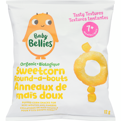 Baby Bellies Anneaux de maïs doux biologique 7+ mois 12 g, 16,58 $/100g
