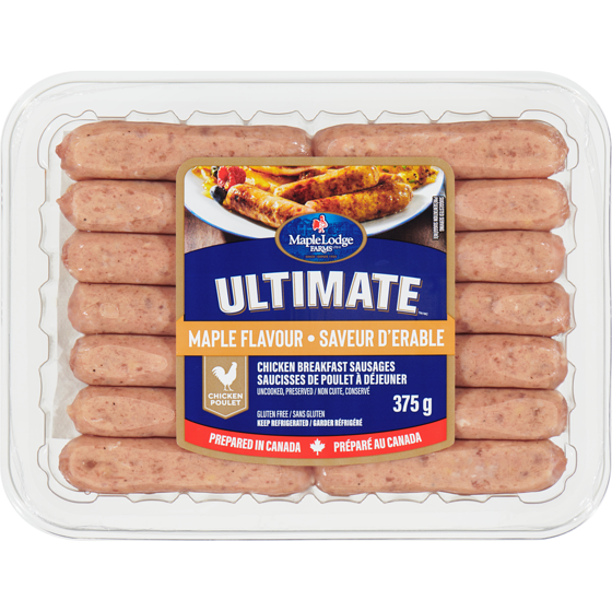 Maple Lodge Farms LT Ultimate Chicken Breakfast Sausages Maple Flavour 375 g, $2.00/100g