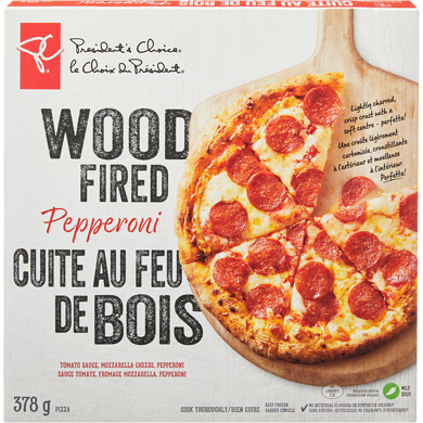 le Choix du Président Pizza au pepperoni, cuite au four à bois 379 g, 1,66 $/100g